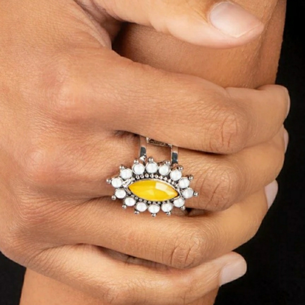 Elegant Silver and Yellow Women's Ring